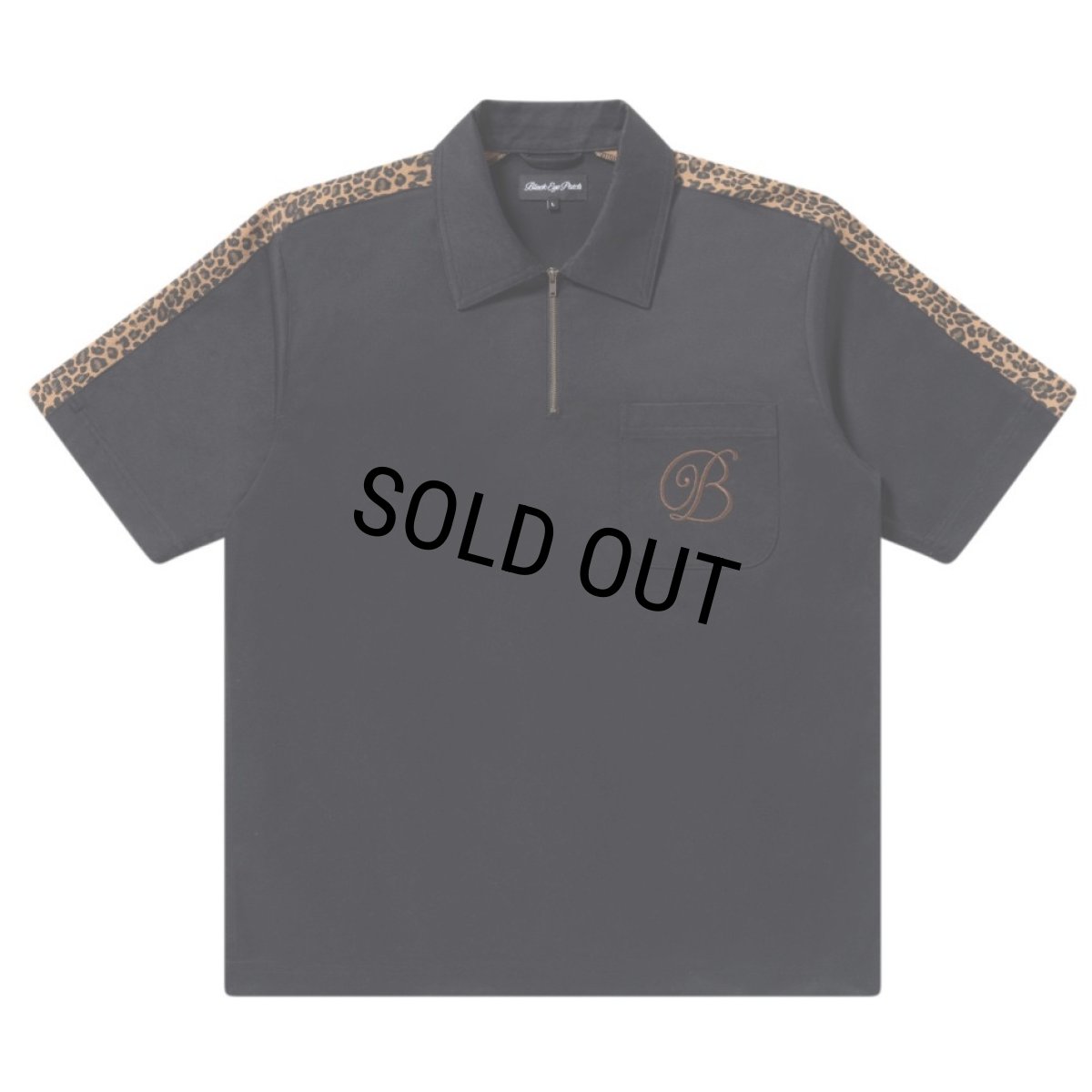 画像1: BlackEyePatch/LEOPARD BORDERED S/S WORK SHIRT（BLACK） (1)