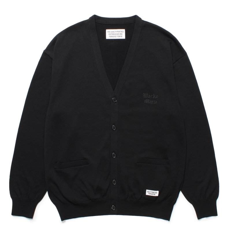 画像1: WACKO MARIA/COTTON KNIT CARDIGAN（BLACK）［コットンニットカーディガン-24秋冬］