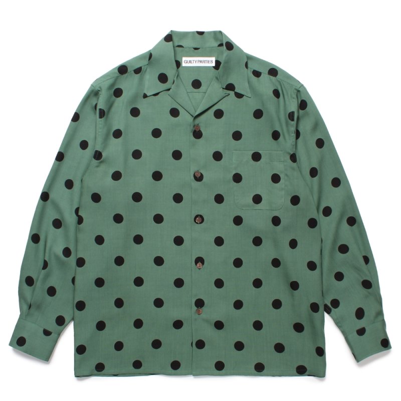 画像1: WACKO MARIA/DOTS HAWAIIAN SHIRT（GREEN）［ドットハワイアンシャツ-24秋冬］