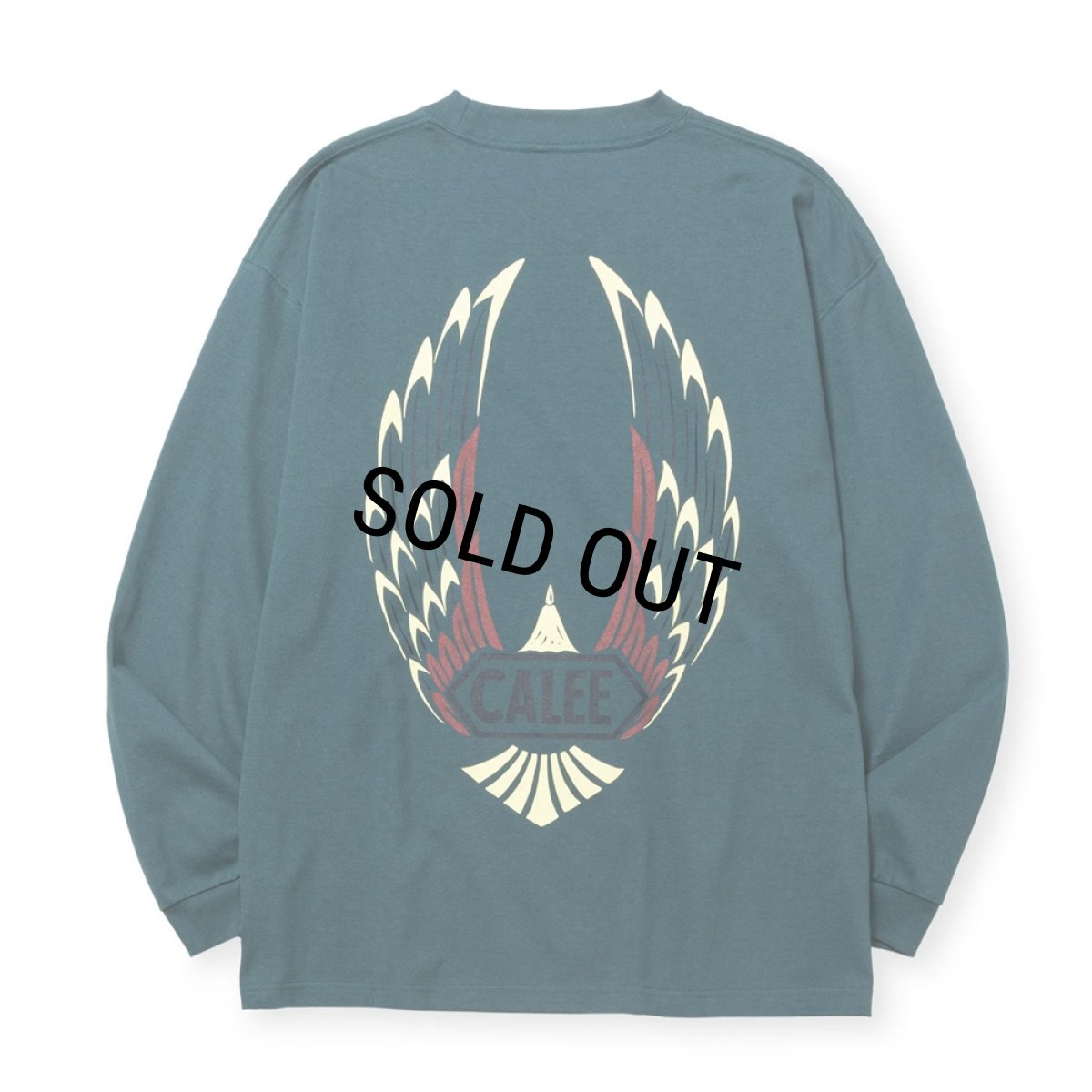 画像1: CALEE/VINTAGE TYPE WING LOGO L/S TEE ＜NATURALLY PAINT DESIGN＞（CHARCOAL GREEN）［プリント長袖T-24秋冬］ (1)