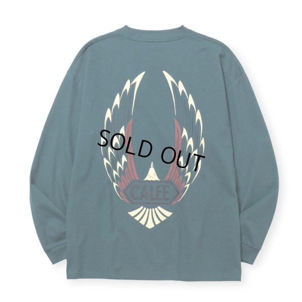 画像1: CALEE/VINTAGE TYPE WING LOGO L/S TEE ＜NATURALLY PAINT DESIGN＞（CHARCOAL GREEN）［プリント長袖T-24秋冬］