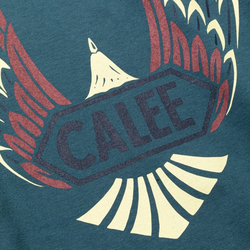 画像3: CALEE/VINTAGE TYPE WING LOGO L/S TEE ＜NATURALLY PAINT DESIGN＞（CHARCOAL GREEN）［プリント長袖T-24秋冬］