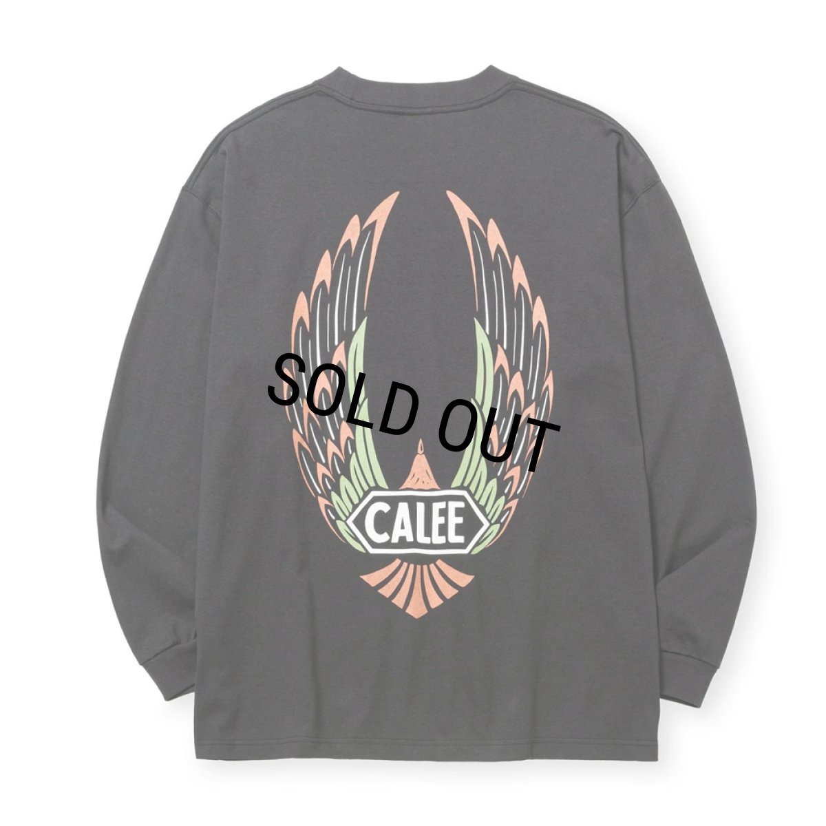 画像1: CALEE/VINTAGE TYPE WING LOGO L/S TEE ＜NATURALLY PAINT DESIGN＞（CHARCOAL）［プリント長袖T-24秋冬］ (1)