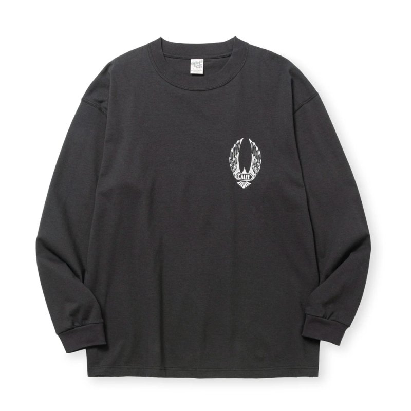 画像1: CALEE/VINTAGE TYPE WING LOGO L/S TEE ＜NATURALLY PAINT DESIGN＞（CHARCOAL）［プリント長袖T-24秋冬］