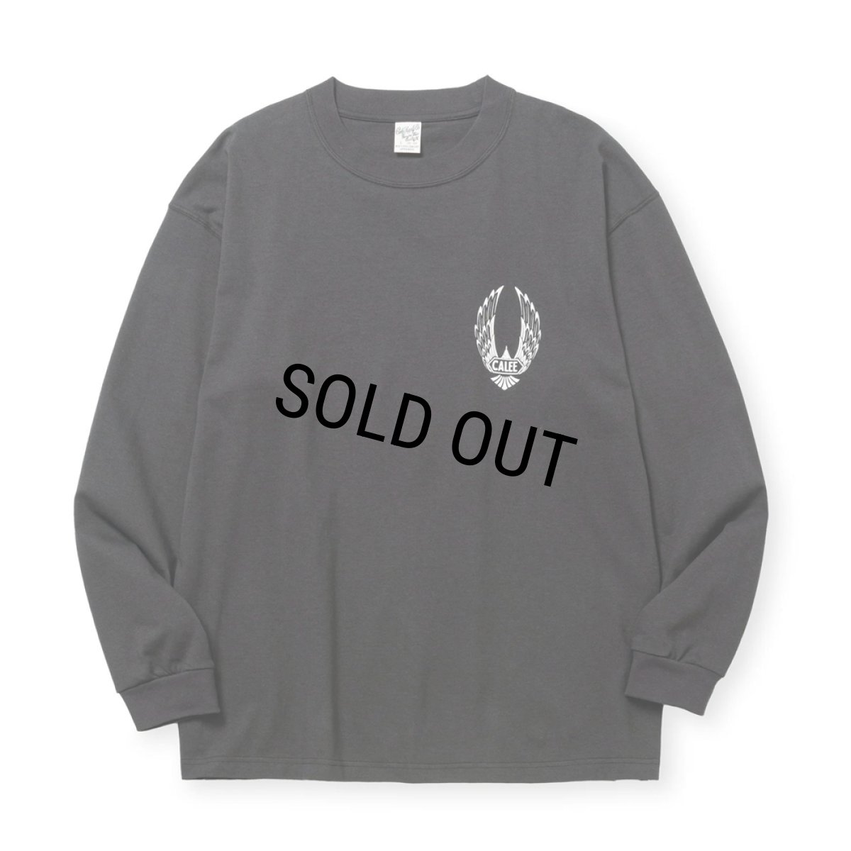 画像2: CALEE/VINTAGE TYPE WING LOGO L/S TEE ＜NATURALLY PAINT DESIGN＞（CHARCOAL）［プリント長袖T-24秋冬］ (2)