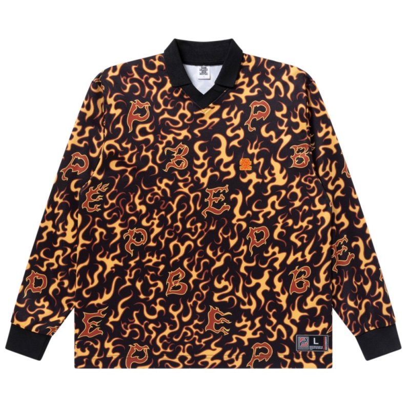 画像1: BlackEyePatch/FLAME PATTERNED GAME SHIRT(MULTI)