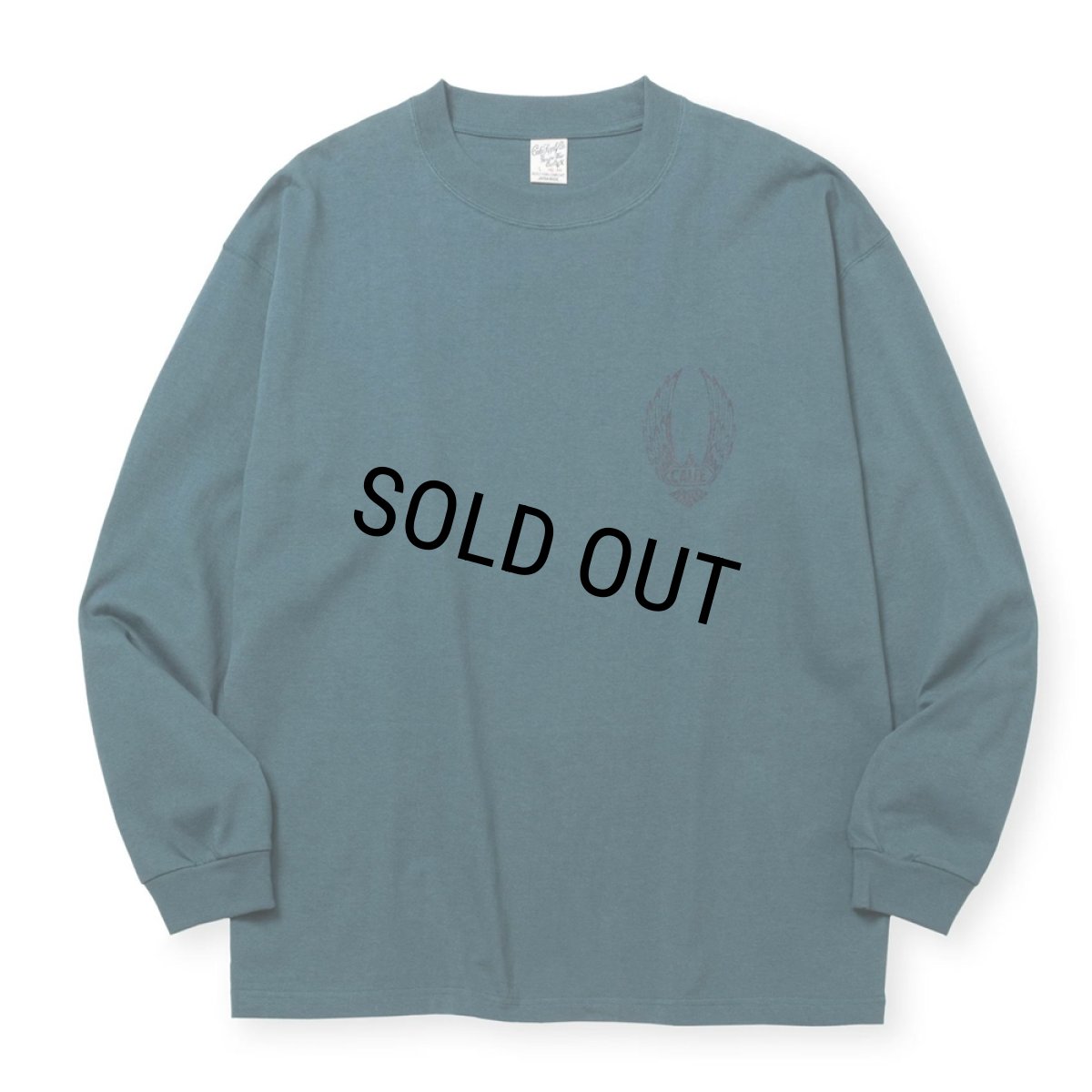 画像2: CALEE/VINTAGE TYPE WING LOGO L/S TEE ＜NATURALLY PAINT DESIGN＞（CHARCOAL GREEN）［プリント長袖T-24秋冬］ (2)