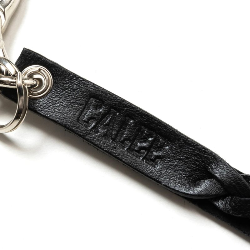 画像3: CALEE/STUDS & KNITTING LEATHER LONG KEY RING（BLACK）［レザーロングキーリング-24秋冬］