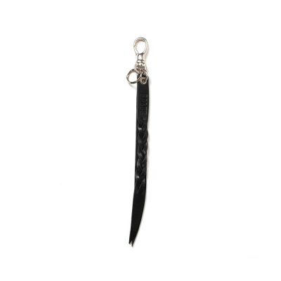 画像2: CALEE/STUDS & KNITTING LEATHER SHORT KEY RING（BLACK）［レザーショートキーリング-24秋冬］
