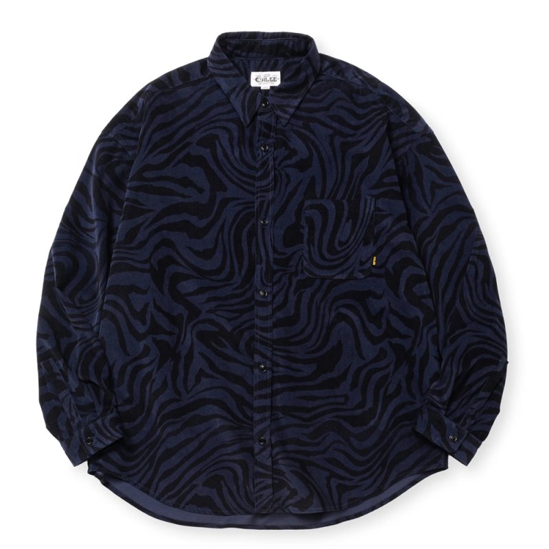 画像1: 【30%OFF】CALEE/ZEBRA PATTERN CORDUROY OVER SH（NAVY）［ゼブラコーデュロイオーバーシャツ-24秋冬］