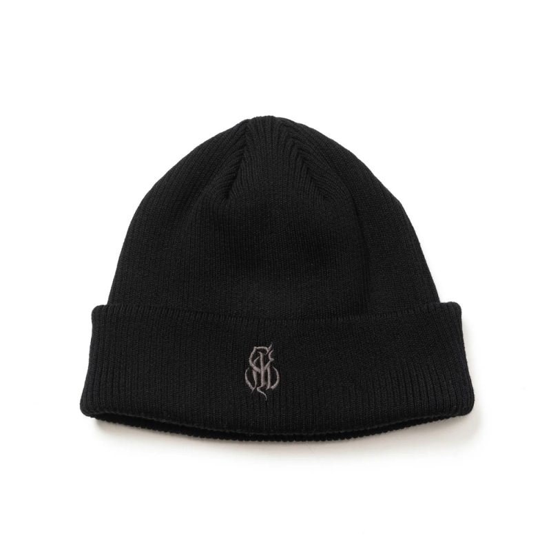 画像1: CALEE/CAL NT LOGO KNIT CAP（BLACK）［ニットキャップ-24秋冬］