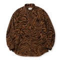 【30%OFF】CALEE/ZEBRA PATTERN CORDUROY OVER SH（BROWN）［ゼブラコーデュロイオーバーシャツ-24秋冬］