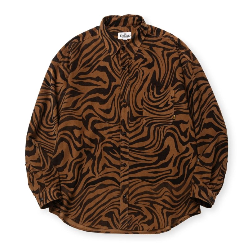 画像1: 【30%OFF】CALEE/ZEBRA PATTERN CORDUROY OVER SH（BROWN）［ゼブラコーデュロイオーバーシャツ-24秋冬］