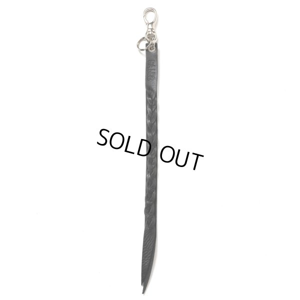 画像2: CALEE/STUDS & KNITTING LEATHER LONG KEY RING（BLACK）［レザーロングキーリング-24秋冬］