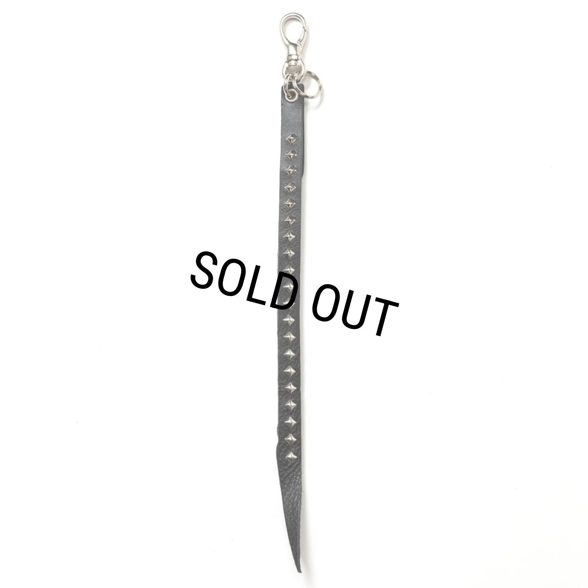 画像1: CALEE/STUDS & KNITTING LEATHER LONG KEY RING（BLACK）［レザーロングキーリング-24秋冬］ (1)