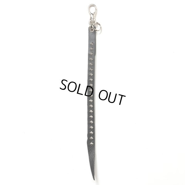 画像1: CALEE/STUDS & KNITTING LEATHER LONG KEY RING（BLACK）［レザーロングキーリング-24秋冬］