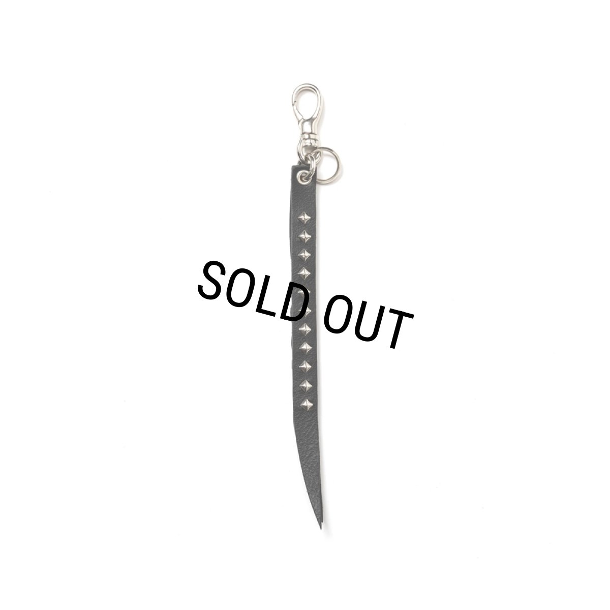画像1: CALEE/STUDS & KNITTING LEATHER SHORT KEY RING（BLACK）［レザーショートキーリング-24秋冬］ (1)