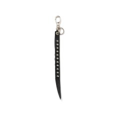 画像1: CALEE/STUDS & KNITTING LEATHER SHORT KEY RING（BLACK）［レザーショートキーリング-24秋冬］ (1)
