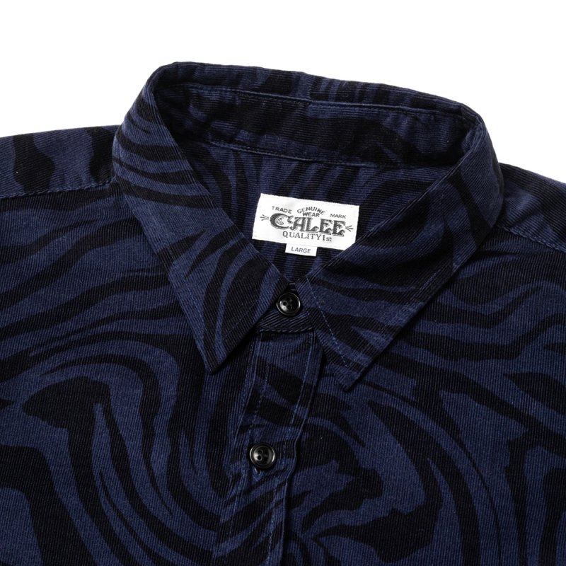 画像3: 【30%OFF】CALEE/ZEBRA PATTERN CORDUROY OVER SH（NAVY）［ゼブラコーデュロイオーバーシャツ-24秋冬］