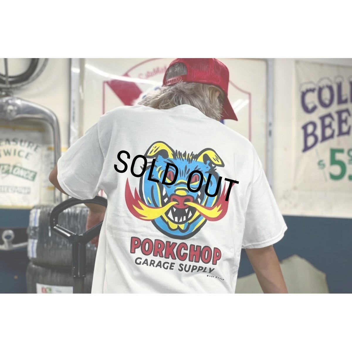 画像5: PORKCHOP/MASA SCULP POCKET TEE A（BLACK）［プリントポケT-24秋冬］ (5)