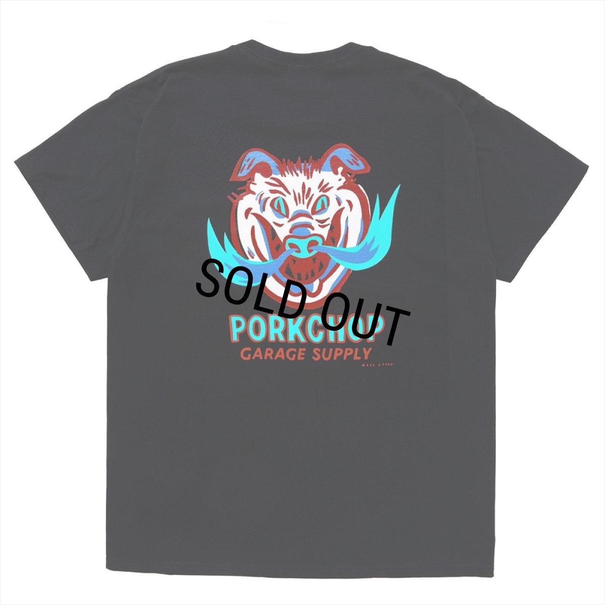 画像1: PORKCHOP/MASA SCULP POCKET TEE A（BLACK）［プリントポケT-24秋冬］ (1)
