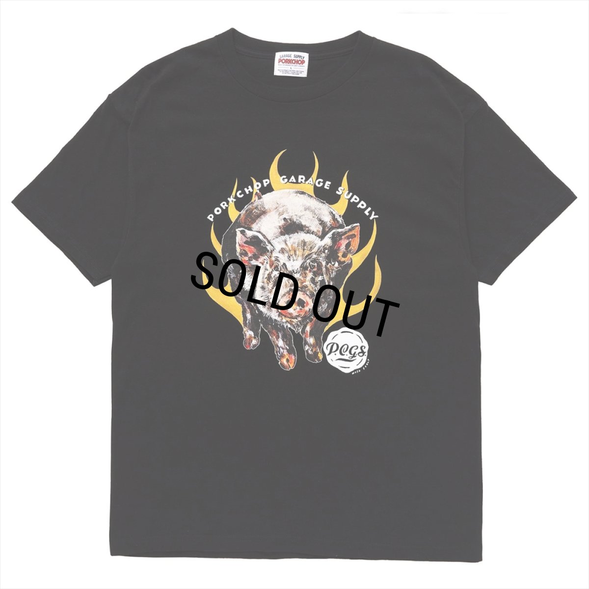 画像1: PORKCHOP/MASA SCULP TEE C（BLACK）［プリントT-24秋冬］ (1)