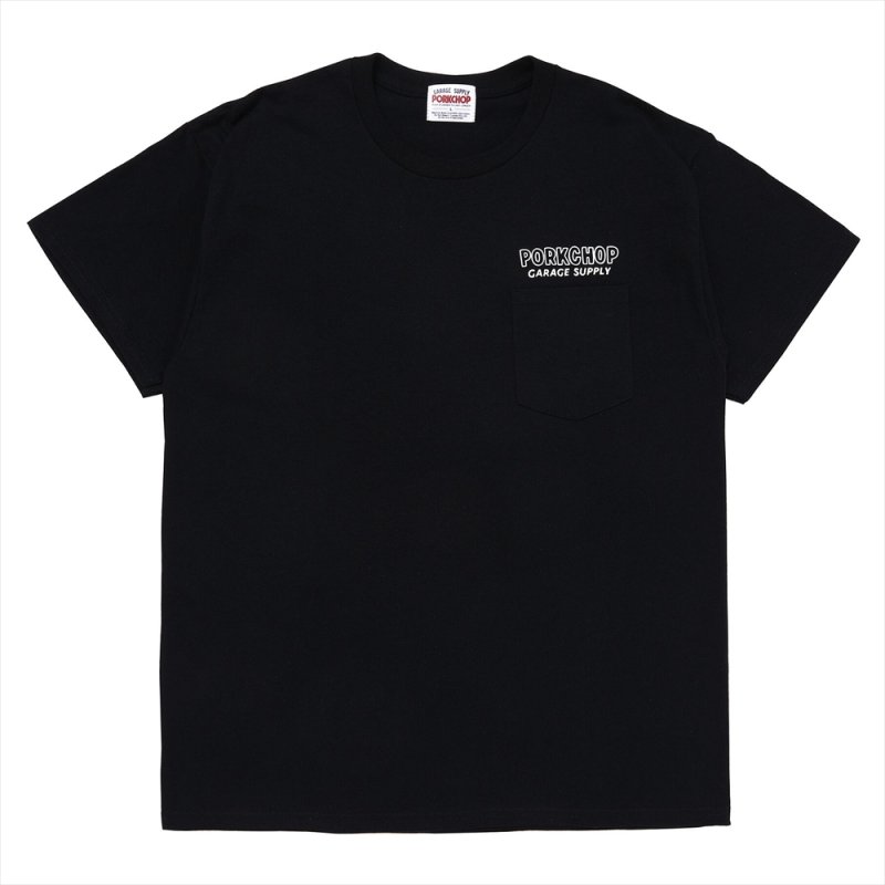 画像1: PORKCHOP/MASA SCULP POCKET TEE A（BLACK）［プリントポケT-24秋冬］