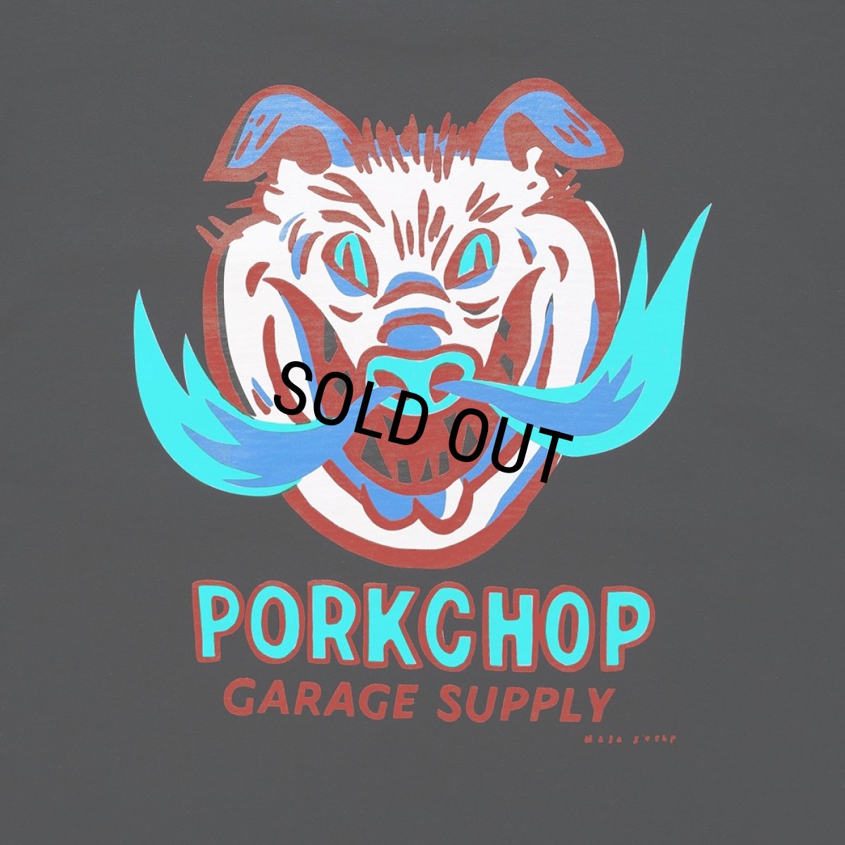 画像4: PORKCHOP/MASA SCULP POCKET TEE A（BLACK）［プリントポケT-24秋冬］ (4)