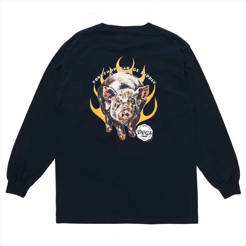 画像2: PORKCHOP/MASA SCULP L/S TEE C（NAVY）［プリント長袖T-24秋冬］