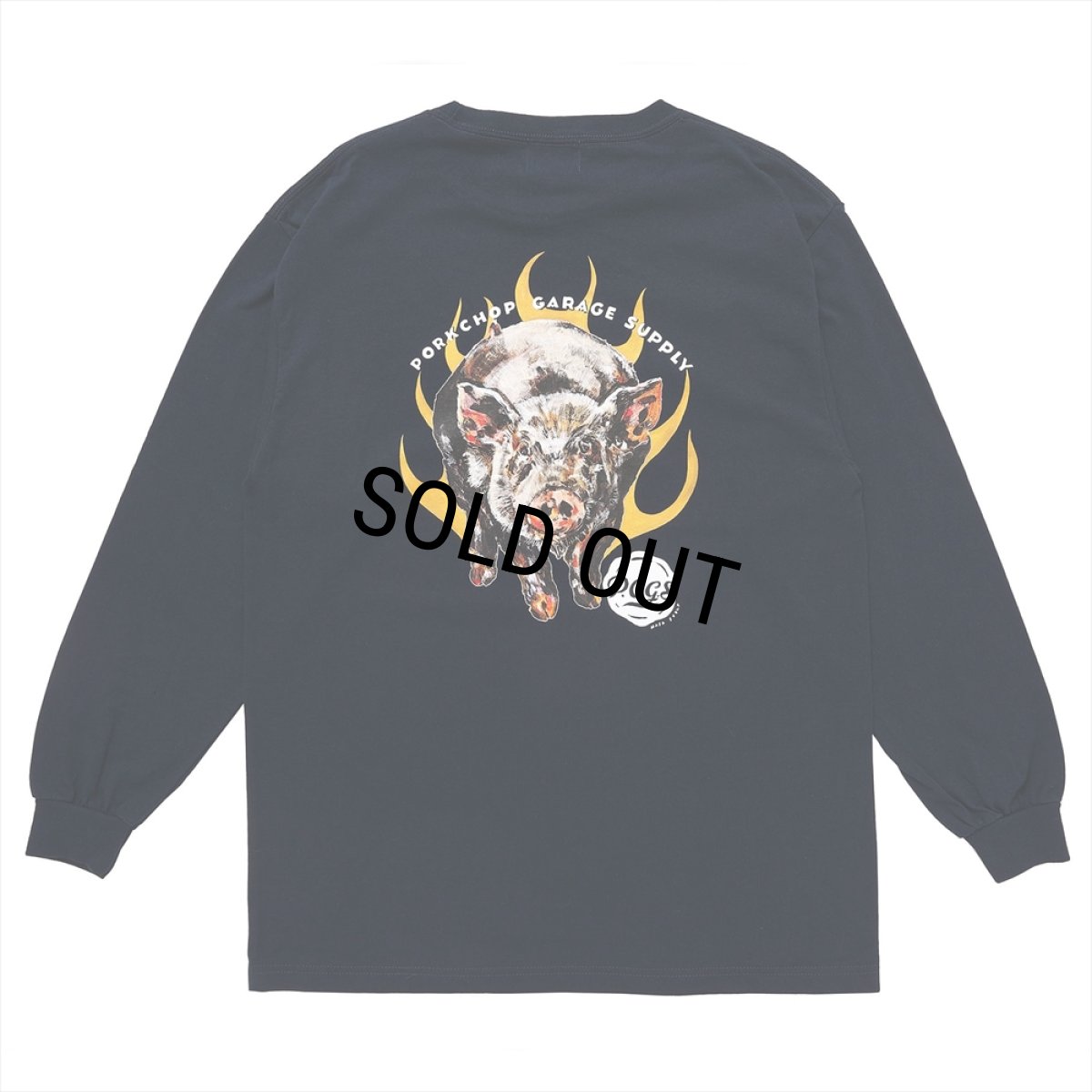 画像1: PORKCHOP/MASA SCULP L/S TEE C（NAVY）［プリント長袖T-24秋冬］ (1)