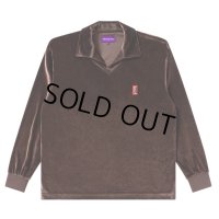 BlackEyePatch/SMALL HWC COLLARED VELOUR PULLOVER（BROWN）