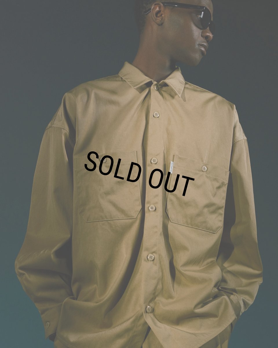 画像2: COOTIE PRODUCTIONS/Nylon Chino Cloth L/S Work Shirt（Beige）［ナイロンチノクロスワークシャツ-24秋冬］ (2)
