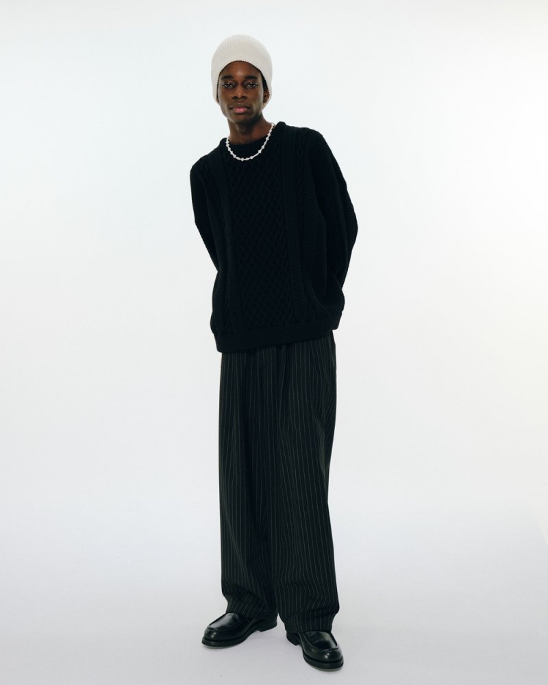 画像3: COOTIE PRODUCTIONS/STRIPE T/W 2 Tuck Easy Pants（Stripe）［ストライプT/Wツータックイージーパンツ-24秋冬］