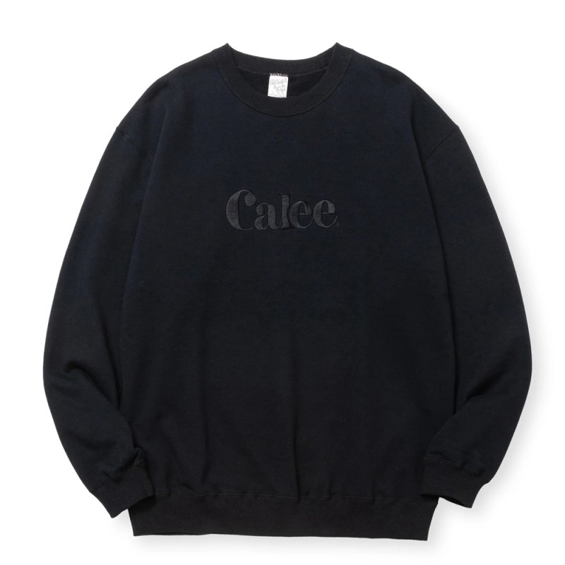 画像1: 【30%OFF】CALEE/EMBROIDERY CALEE LOGO CREW NECK SW（BLACK）［クルーネックスウェット-24秋冬］