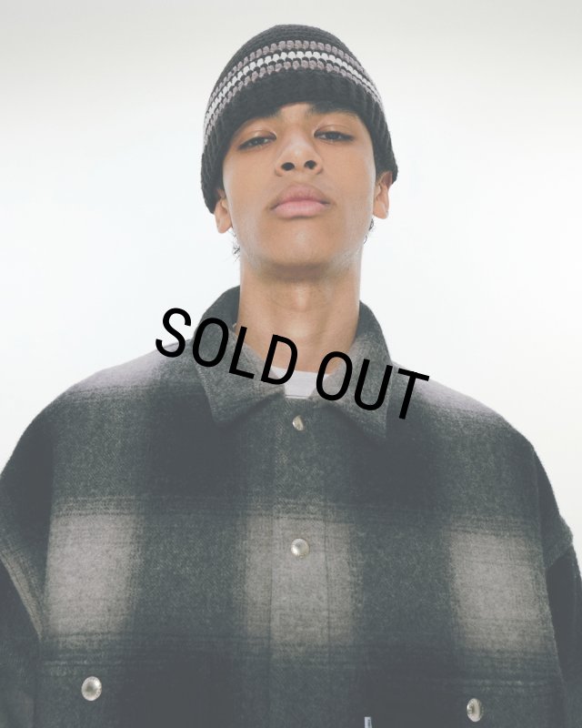 COOTIE PRODUCTIONS/Crochet Cuffless Beanie（Black Line）［カフレス