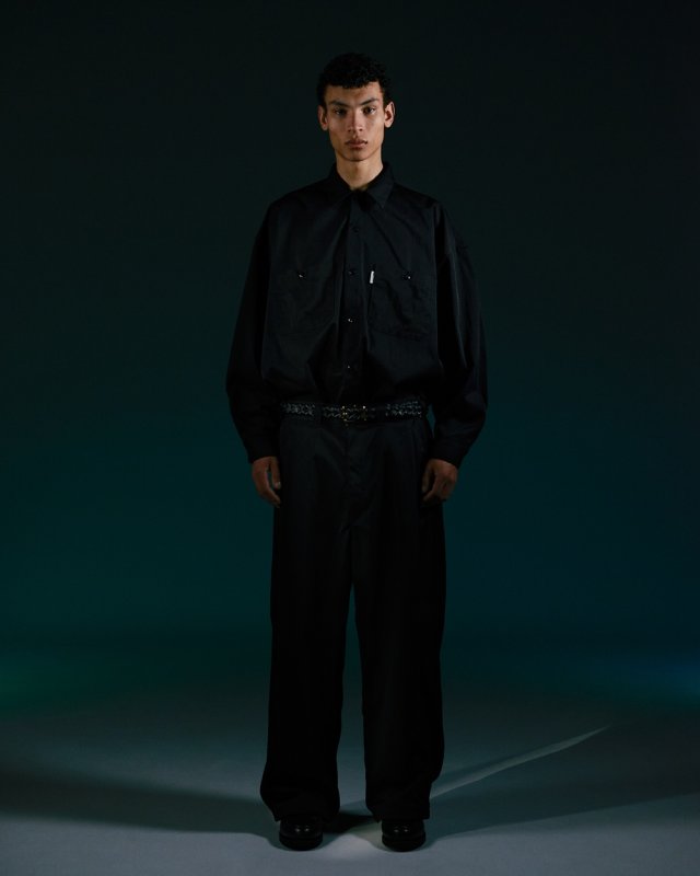 COOTIE PRODUCTIONS/Nylon Chino Cloth L/S Work Shirt（Black