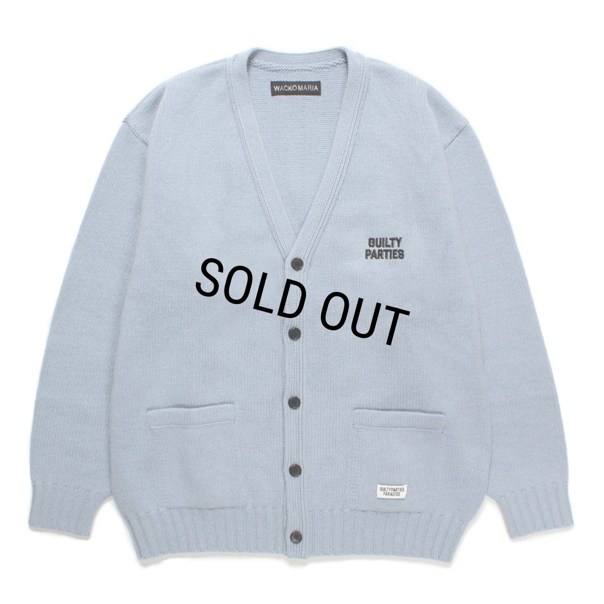 画像1: WACKO MARIA/CLASSIC KNIT CARDIGAN（BLUE）［クラシックニットカーディガン-24秋冬］ (1)