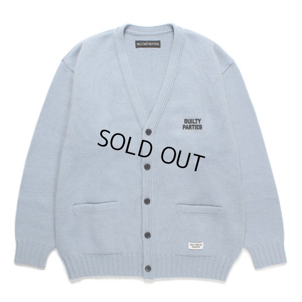 画像1: WACKO MARIA/CLASSIC KNIT CARDIGAN（BLUE）［クラシックニットカーディガン-24秋冬］