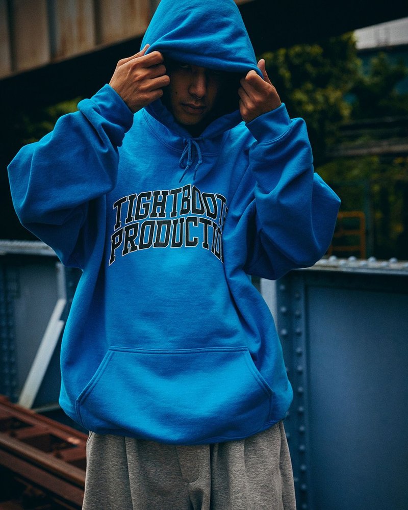 画像2: 【30%OFF】TIGHTBOOTH/COLLEGE HOODED SWEAT SHIRT（Blue）［プルオーバーパーカー-24秋冬］