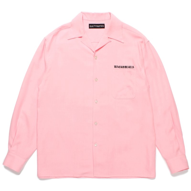 画像1: WACKO MARIA/50'S OPEN COLLAR SHIRT（PINK）［50'Sオープンカラーシャツ-24秋冬］