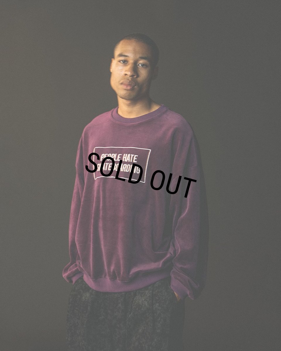 画像2: 【30%OFF】TIGHTBOOTH/PEOPLE HATE SKATE VELOUR L/S（Navy）［ベロア長袖-24秋冬］ (2)
