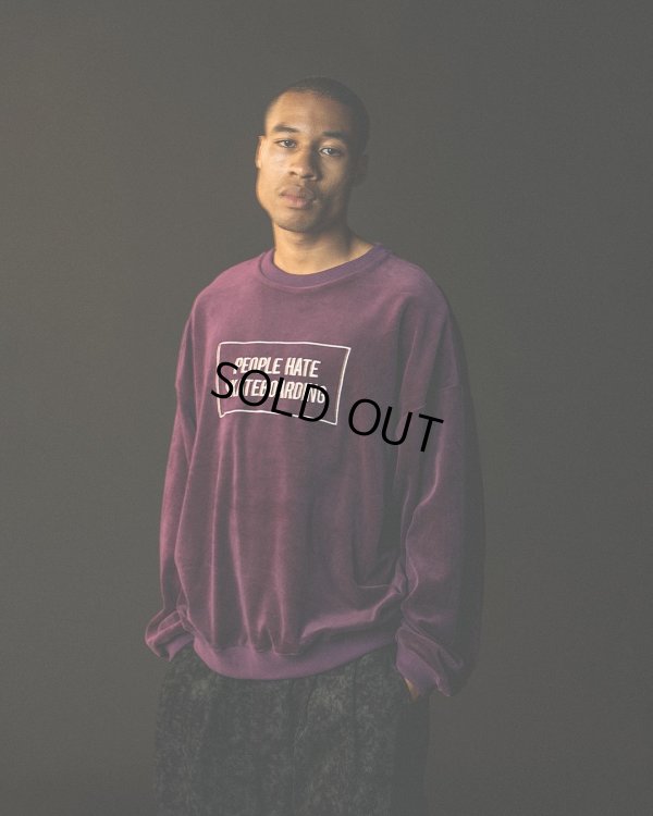 画像2: 【30%OFF】TIGHTBOOTH/PEOPLE HATE SKATE VELOUR L/S（Navy）［ベロア長袖-24秋冬］