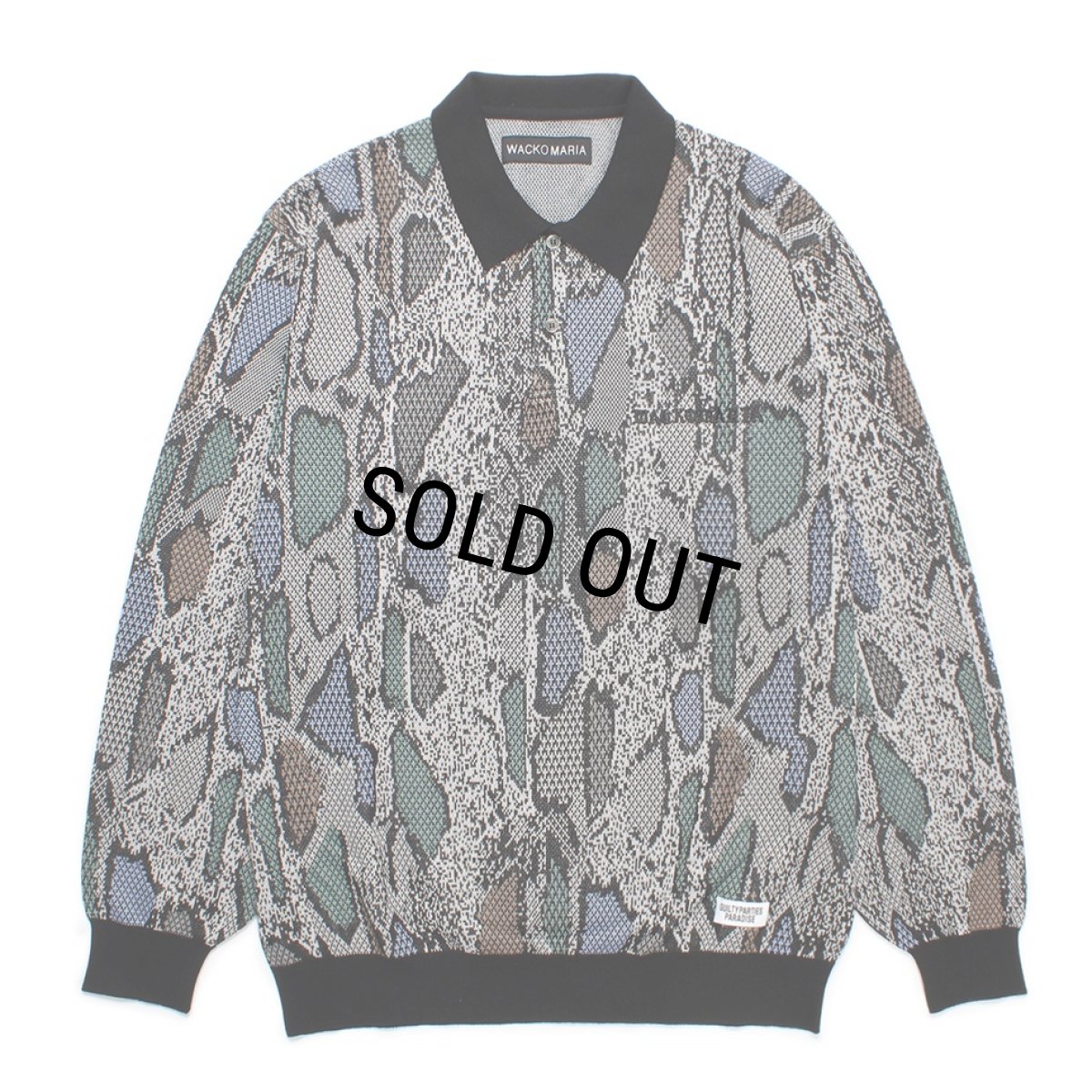 画像1: WACKO MARIA/PYTHON JACQUARD KNIT POLO SHIRT（LIGHT GRAY）［パイソンジャガードニットポロ-24秋冬］ (1)