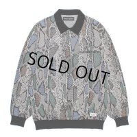 WACKO MARIA/PYTHON JACQUARD KNIT POLO SHIRT（LIGHT GRAY）［パイソンジャガードニットポロ-24秋冬］