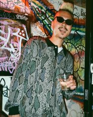 画像2: WACKO MARIA/PYTHON JACQUARD KNIT POLO SHIRT（LIGHT GRAY）［パイソンジャガードニットポロ-24秋冬］ (2)