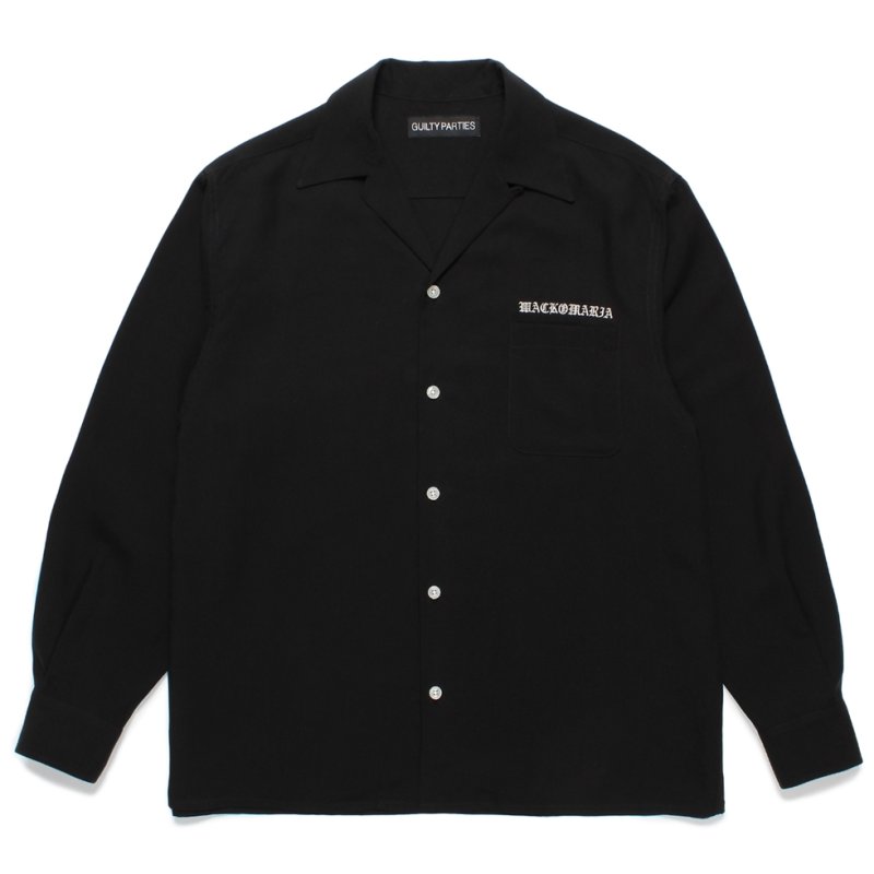 画像1: WACKO MARIA/50'S OPEN COLLAR SHIRT（BLACK）［50'Sオープンカラーシャツ-24秋冬］