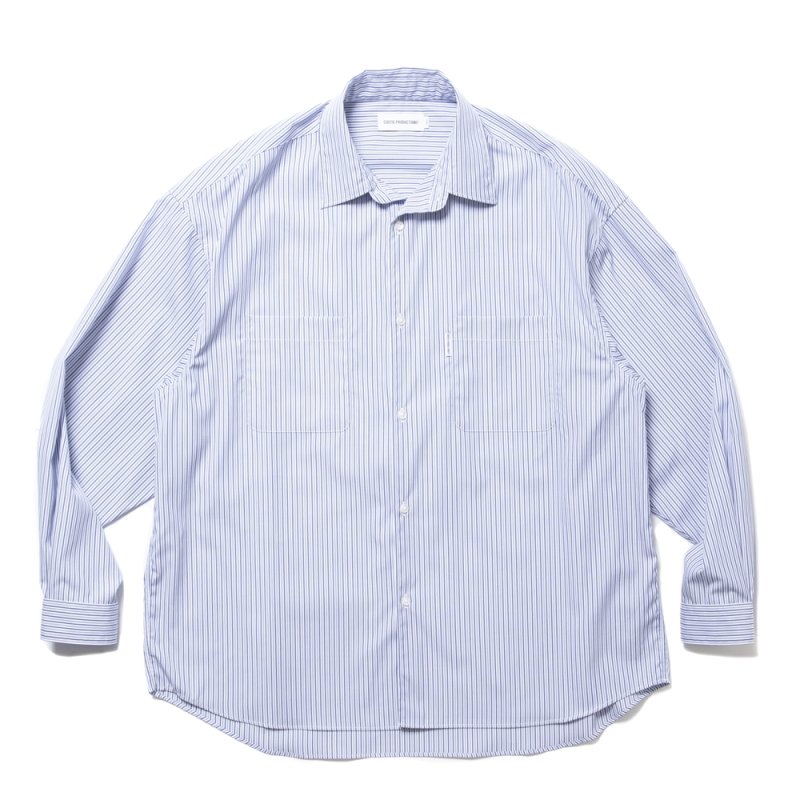 画像1: COOTIE PRODUCTIONS/Stripe Broad L/S Shirt（Saxe）［ストライプブロードシャツ-24秋冬］