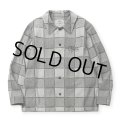【30%OFF】CALEE/BLOCK CHECK OVER SIZE SHIRT JACKET（IVORY）［ブロックチェックオーバーサイズシャツJKT-24秋冬］