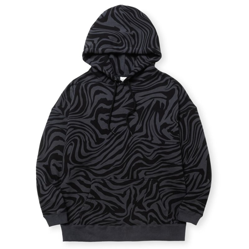 画像1: 【30%OFF】CALEE/ZEBRA PATTERN DROP PULLOVER HD（BLACK/CHARCOAL）［ゼブラプルオーバーパーカー-24秋冬］