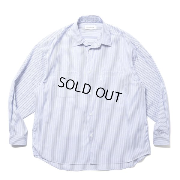 画像1: COOTIE PRODUCTIONS/Stripe Broad L/S Shirt（Saxe）［ストライプブロードシャツ-24秋冬］
